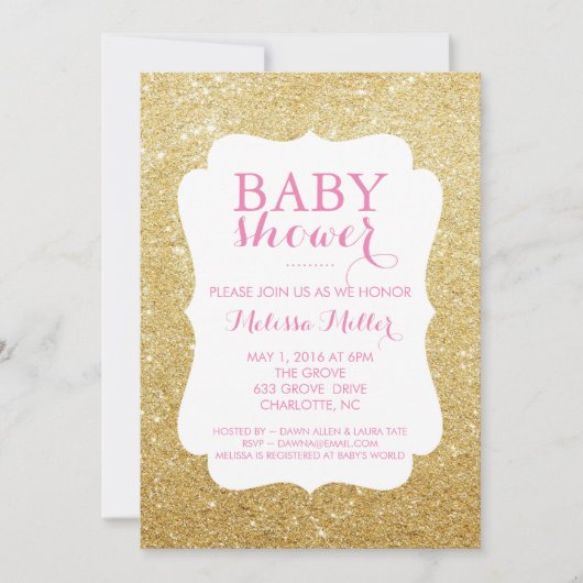 Baby shower Uitnodigen - Glitterd Kaart (Voorkant)