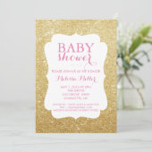 Baby shower Uitnodigen - Glitterd Kaart (Staand voorkant)