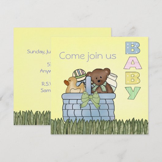 baby shower uitnodigen kaart (Voorkant / Achterkant)