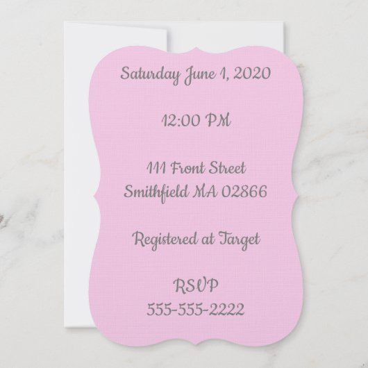 baby shower uitnodigen kaart (Achterkant)