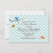 Baby shower uitnodigen | Little Birdie Chevron Kaart (Voorkant)