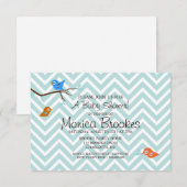 Baby shower uitnodigen | Little Birdie Chevron Kaart (Voorkant / Achterkant)