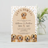 Baby shower uitnodigen met Golden Retrievers Kaart (Staand voorkant)