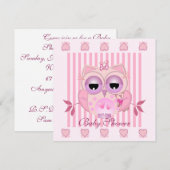 Baby shower Uitnodigen met schattig babygirl Uil Kaart (Voorkant / Achterkant)