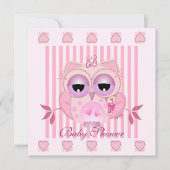 Baby shower Uitnodigen met schattig babygirl Uil Kaart (Voorkant)