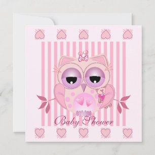 Baby shower Uitnodigen met schattig babygirl Uil Kaart