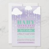 BABY SHOWER UITNODIGEN ombre waterverf mint paarse Kaart (Voorkant)