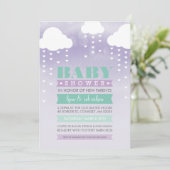 BABY SHOWER UITNODIGEN ombre waterverf mint paarse Kaart (Staand voorkant)