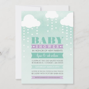 BABY SHOWER UITNODIGEN ombre waterverf mint paarse Kaart