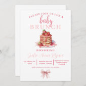 Baby shower Uitnodigen - Roze Bow Brunch! Kaart (Voorkant / Achterkant)