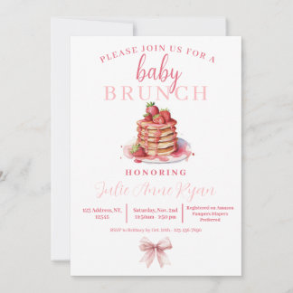 Baby shower Uitnodigen - Roze Bow Brunch! Kaart