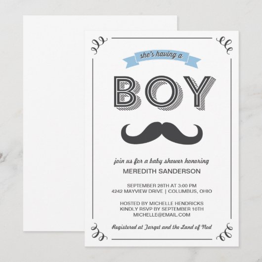  Baby shower Uitnodiging (Voorkant / Achterkant)