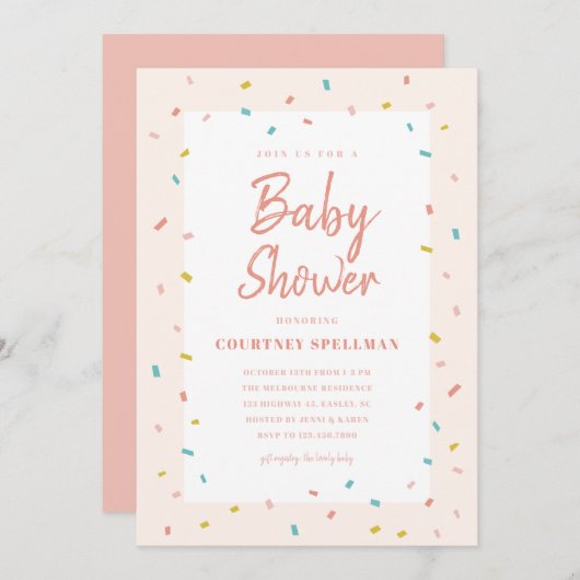 Baby shower-uitnodiging (Voorkant / Achterkant)