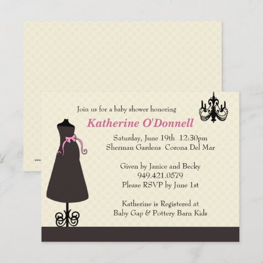 Baby shower Uitnodiging (Voorkant / Achterkant)