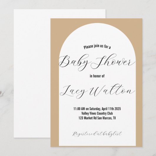 Baby shower Uitnodiging (Voorkant / Achterkant)