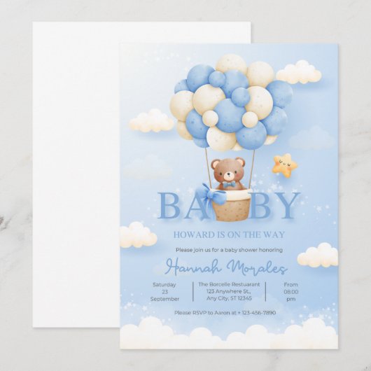 Baby shower Uitnodiging (Voorkant / Achterkant)