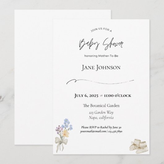 Baby shower Uitnodiging (Voorkant / Achterkant)