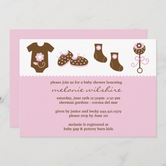 baby shower Uitnodiging (Voorkant / Achterkant)