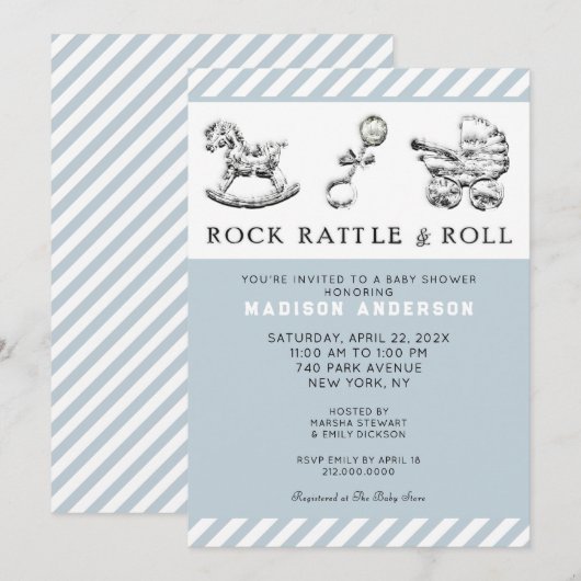 Baby shower Uitnodiging (Voorkant / Achterkant)