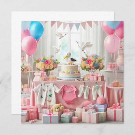 Baby shower Uitnodiging (Voorkant / Achterkant)