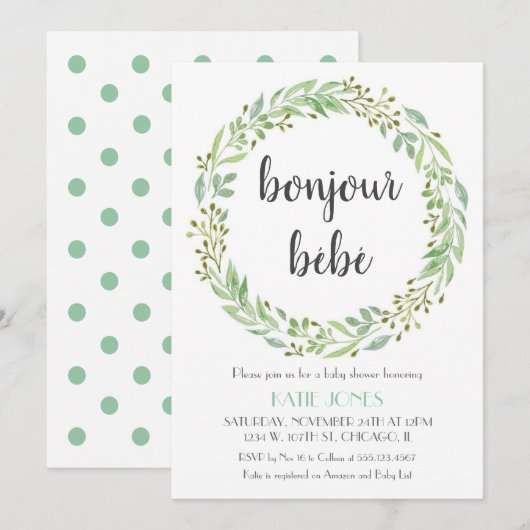 Baby shower Uitnodiging (Voorkant / Achterkant)