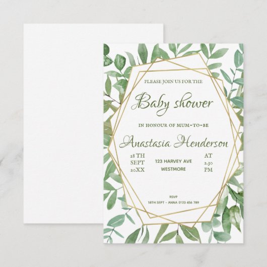 Baby shower Uitnodiging (Voorkant / Achterkant)