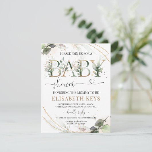 Baby shower Uitnodiging (Staand voorkant)