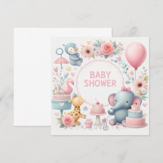 Baby shower Uitnodiging (Voorkant / Achterkant)