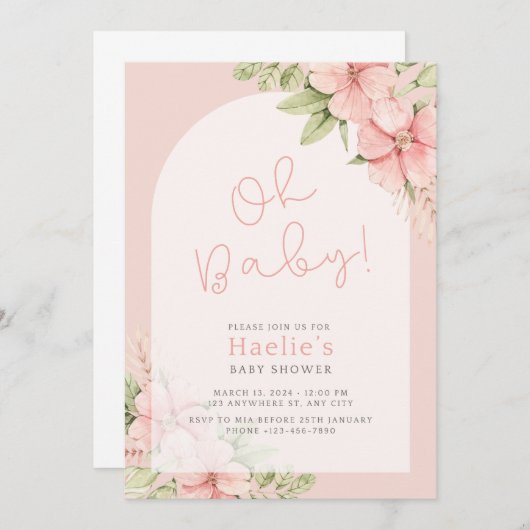 Baby shower Uitnodiging (Voorkant / Achterkant)