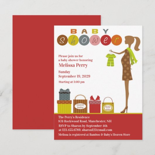 Baby shower Uitnodiging (Voorkant / Achterkant)