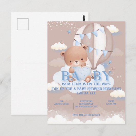 Baby shower Uitnodiging (Voorkant / Achterkant)