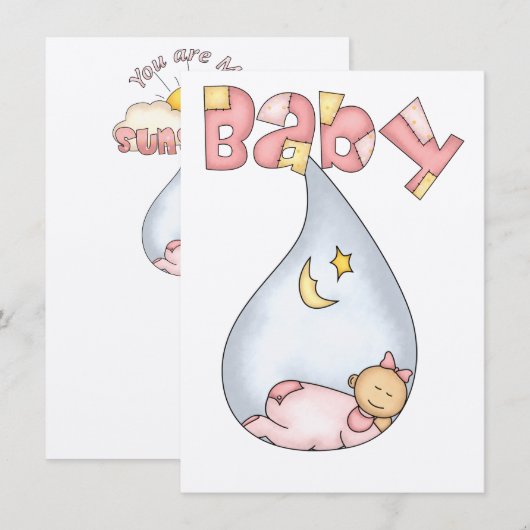 Baby shower Uitnodiging (Voorkant / Achterkant)