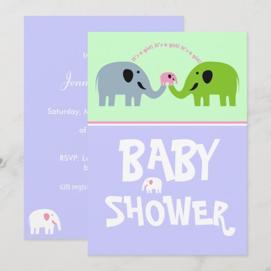 Baby shower Uitnodiging (Voorkant / Achterkant)