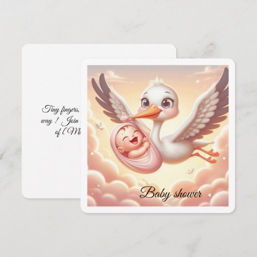 Baby shower Uitnodiging (Voorkant / Achterkant)