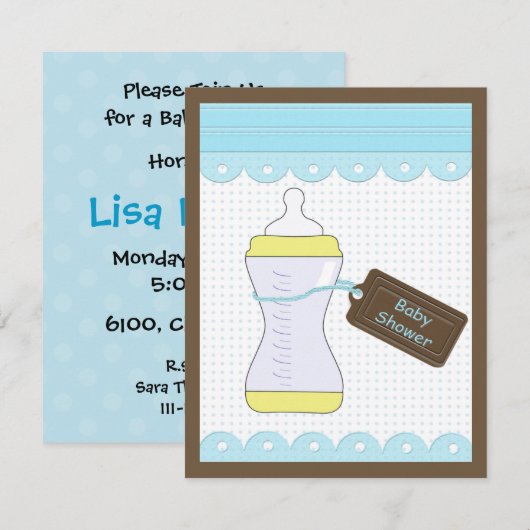 Baby shower Uitnodiging (Voorkant / Achterkant)