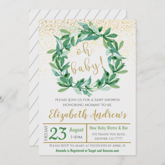 Baby shower Uitnodiging (Voorkant / Achterkant)