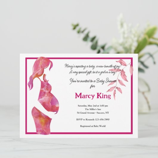 Baby shower Uitnodiging (Staand voorkant)