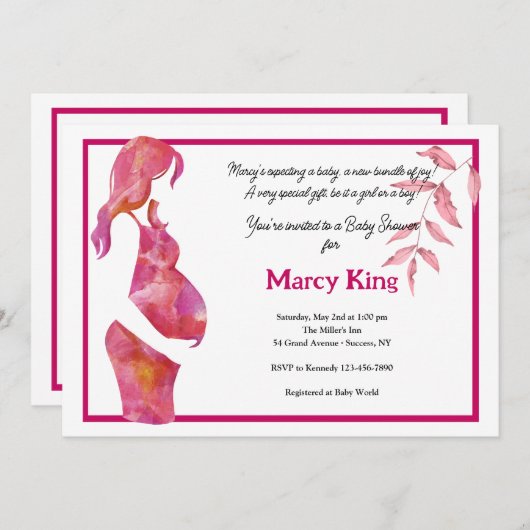 Baby shower Uitnodiging (Voorkant / Achterkant)