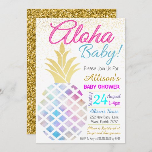 Baby shower Uitnodiging (Voorkant / Achterkant)