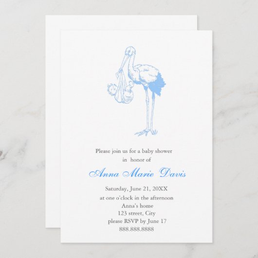 baby shower Uitnodiging (Voorkant / Achterkant)