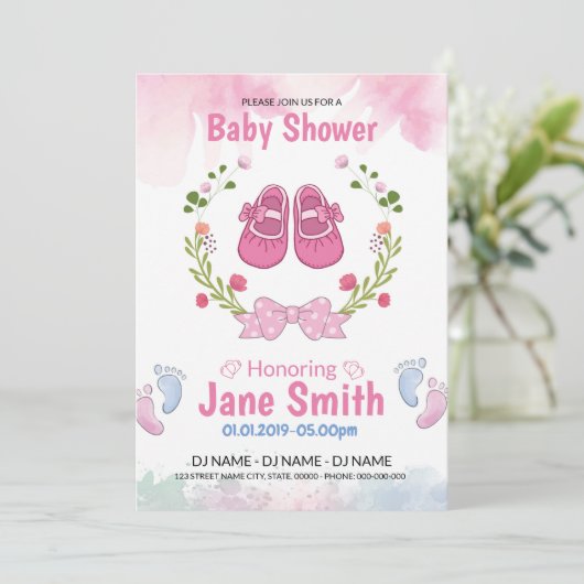 Baby shower Uitnodiging (Staand voorkant)