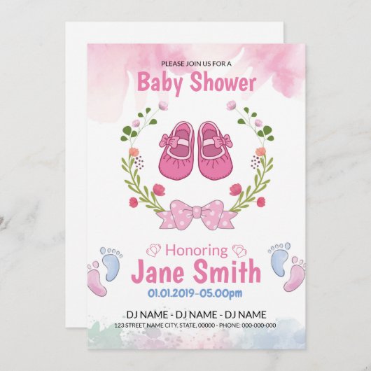 Baby shower Uitnodiging (Voorkant / Achterkant)