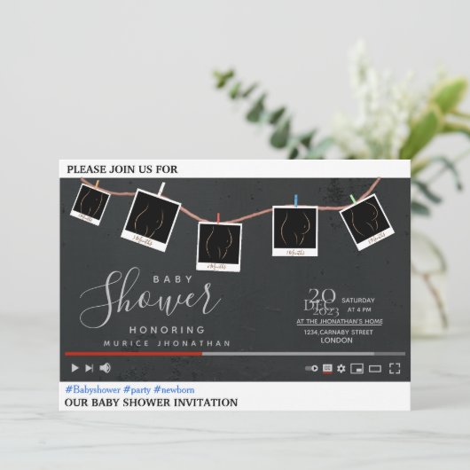 Baby shower Uitnodiging (Staand voorkant)