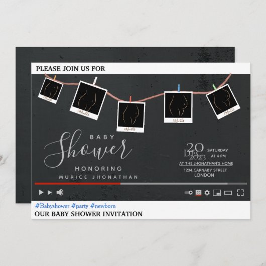 Baby shower Uitnodiging (Voorkant / Achterkant)