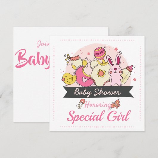 Baby shower Uitnodiging (Voorkant / Achterkant)