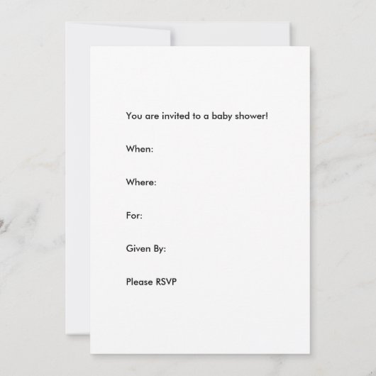 baby shower Uitnodiging (Achterkant)