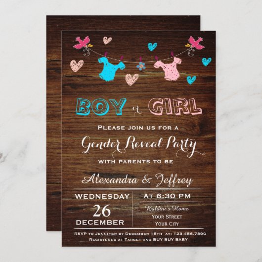 baby shower Uitnodiging (Voorkant / Achterkant)