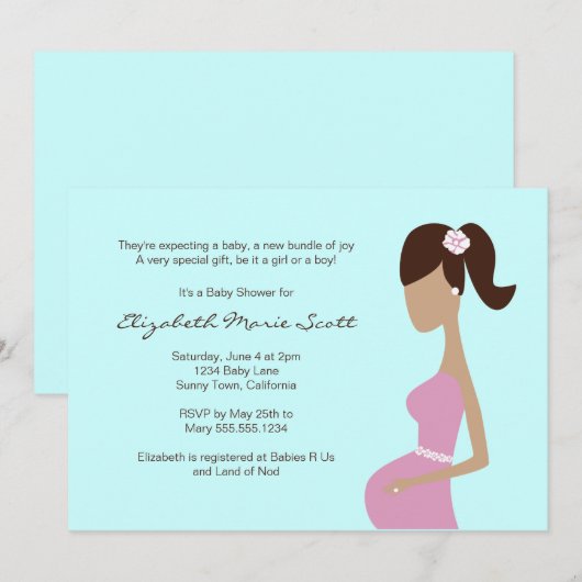 baby shower Uitnodiging (Voorkant / Achterkant)