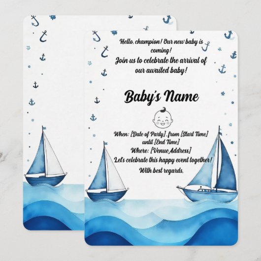 Baby shower Uitnodiging (Voorkant / Achterkant)