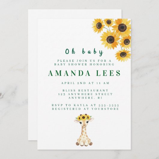 Baby shower Uitnodiging (Voorkant / Achterkant)